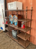 Brown Shelf w/Tv, Microwave, Mini Jukebox players & Candy Dispenser