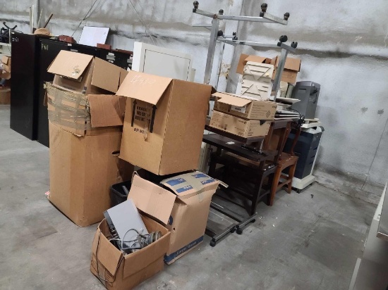 Lot w/CPU Tower, Tables & Misc Items in Boxes
