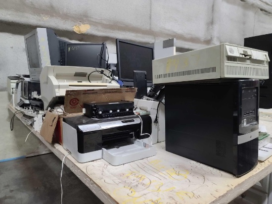 Lot w/Printers, Monitors, Misc Wires, CPU Tower & Tv w/Dvd & VCR Player