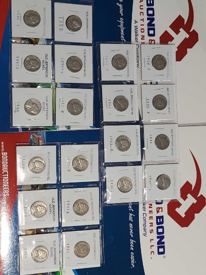 20 Old Jefferson Nickels