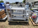 2 White Portable Canopy Tents, 1 White Plastic 3 Tier Utility Rolling Cart, 1 Stainless Steel Rolli