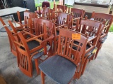 Group of Wooden Chairs with Seat Covers