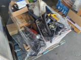 (1) Box Of miscellaneous electronics, (1) Flash light, (1) Christmas Tree Stand, (1) INDUSTRIAL SCIE