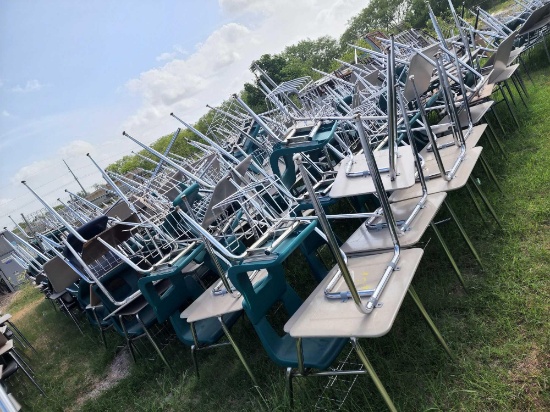 (200) Student Desks with Chairs and Book Baskets