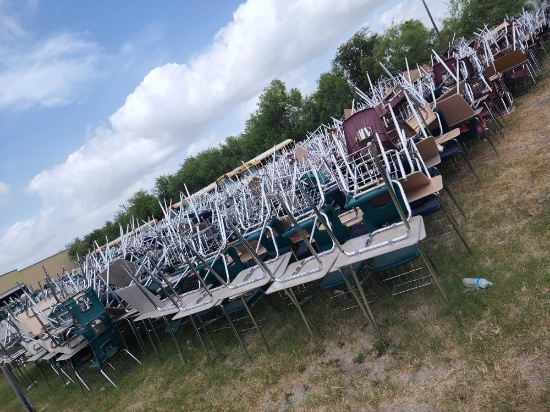 (1000) Student Desks with Chairs and Book Baskets