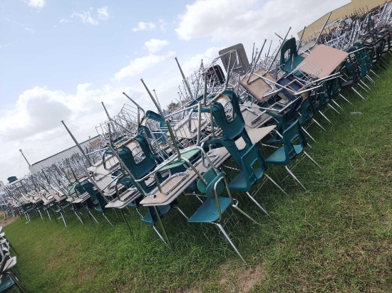 (480) Student Desks with Chairs and Book Baskets