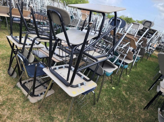 (90) Student Desks with Chairs and Book Baskets