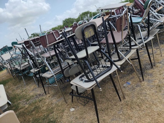 (120) Student Desks with Chairs and Book Baskets