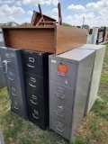 (5) 4 Drawer File Cabinets & 1 Wooden Cabinet w/Chair