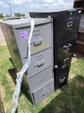 (4) 4 Drawer File Cabinets & 1 Metal Bookcase