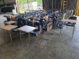 (63) Student Desks with attached Chairs and Book Baskets