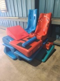 (2) J Chairs, (3) Padded Tumble Forms, (1) Wedge, (2) Half Rolls, and other pediatric equipment