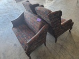 (2) Wingback Chairs, (1) Wingback 2 Seater Bench