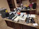 Group of Assorted Cell, Office, and Cordless Phones, Group of Assorted Keyboards, (1) Metal Storage