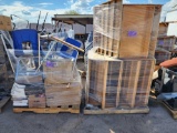 Pallet of Wooden organizers, combo desks, black case, group of Power supply Units, etc.