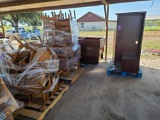 2 lots of group of wooden chairs, Group of assorted wood cabinets, (1) Rectangular Table, (2) Offic