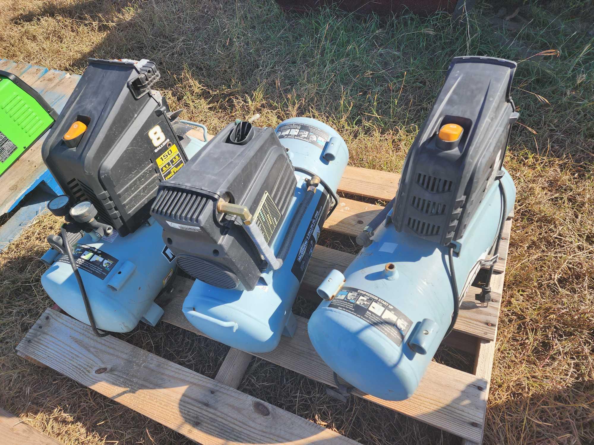 (3) McGraw 8 Gallon Air Compressor 150 PSI Proxibid