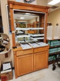 Wooden Optical Display Case With Two Drawers & Two Doors, 4 Cubby's