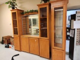 Wooden Tower Display Cabinet, Wooden Optical Display Cabinet w/ Mirror