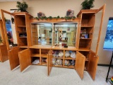 Wooden Optical Display Cabinet w/ Mirror, Misc. Items