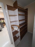Blue Metal Shelf, (2) Metal Shelves w/ Dividers, Wooden Shelf