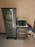 Metal Display Cabinet w/ Drawers, Pelton & Crane Sentry Sterilizer, Small Medical Side Table