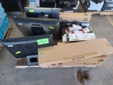 (3) Assorted HP Monitors, Group of HP Laserjet Printer Cartridges, Docking Station, Keyboard