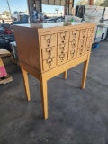 (1) Wooden Library Card Catalog Holder Cabinet