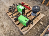 (1) Central Machinery Vibratory Tumbler, (2) Titanium Flux 125 AMP Welders, (1) Hand Pump