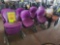 (30) Purple Stackable Chairs, (4) Orange Wood Gust Chairs