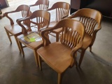 (1)...CHAIR- WOODEN (5) CHAIRS-WOODEN WITH ARMS