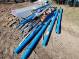 Group of Blue PVC Pipes, V Expansion Trims, Wire Raceway Electrical Base, Wooden Boards, Etc.