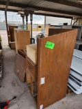 Wooden Cabinet with shelf and miscellaneous parts