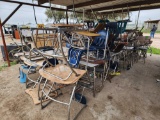 Group of Student Desks and Assorted Rolling Chairs