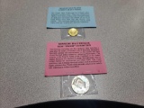 (1) 24 Karat Gold Plated Liberty Head V- Nickel, (1) Kennedy Half Dollar Gem 