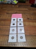 8 Brilliant Uncirculated Roosevelt Dimes (2 - 1978P, 1979D, 1980D, 1984D, 1987P, 1990P & ?)