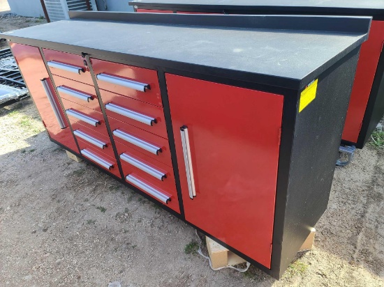 Unused 2022 Steelman 7FT Work Bench with 10 Drawers & 2 Cabinets 87*23*39 Drawers with lock and Anti