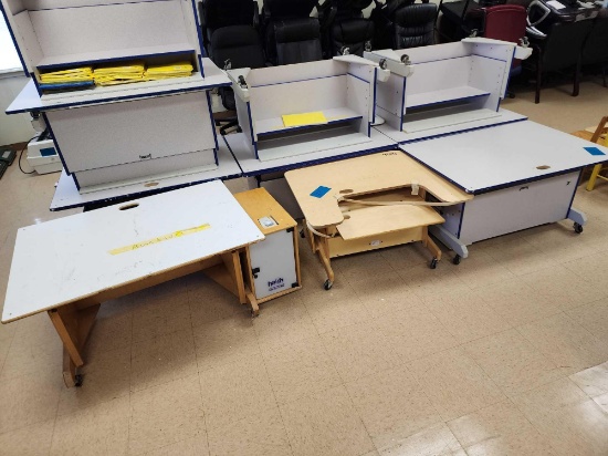 Group of Small Rolling Student Desks