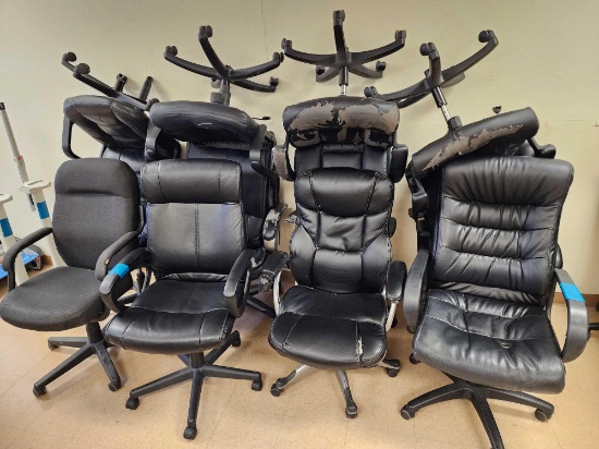 Group of Black Rolling Office Chairs