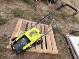 Electric Lawnmower & Metal Rack Carrier Basket