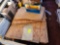 Group of Building Material Boards, (1) Rectangular Table Top, (1) Miller Lite Sign