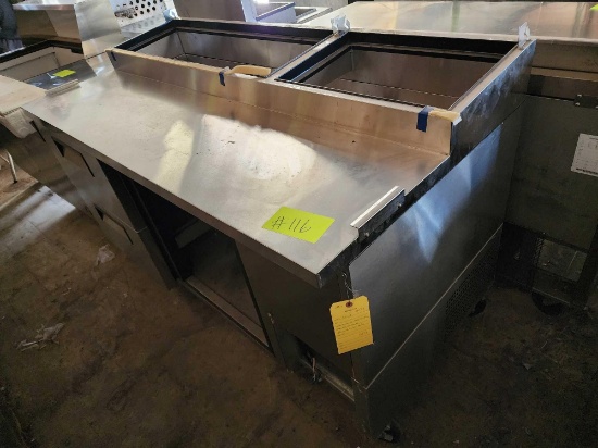 (1) Commercial Stainless Steel 2 Drawer Refrigerated Kitchen Prep Table