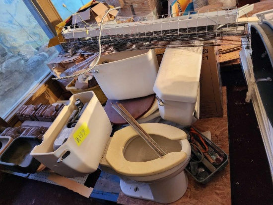 Toilet, Group of Toilet Parts, Misc. Items