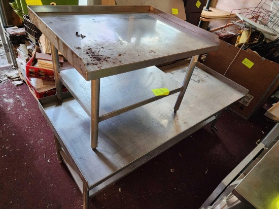 (2) 2 Tier Stainless Steel Commercial Tables (Different Sizes)