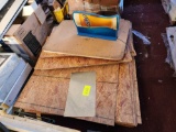 Group of Building Material Boards, (1) Rectangular Table Top, (1) Miller Lite Sign