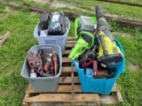 (4) Bins of Variety of Power Tools, etc.