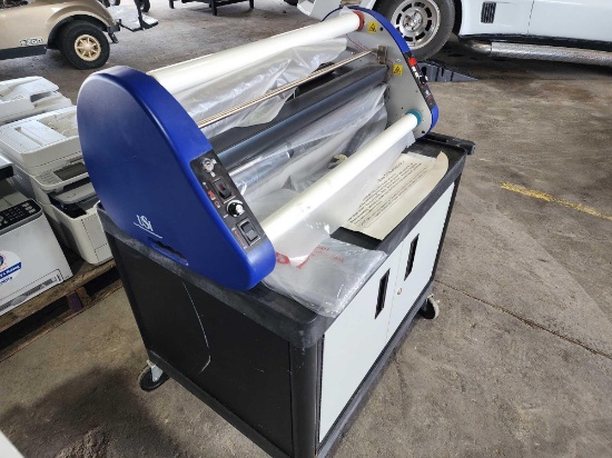 USI Digital Deluxe 2700 Thermal Roll Laminator, Roll Around Cart w/ Cabinets