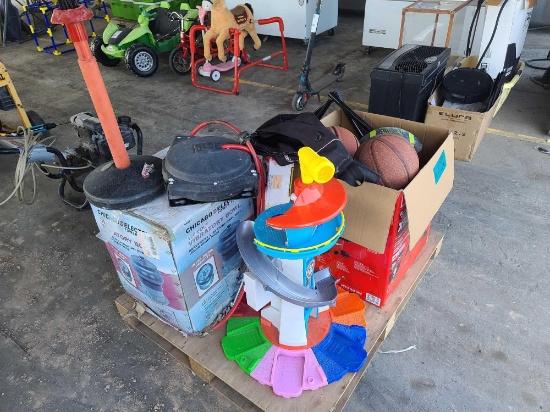 Group of Assorted Toys, (3) Basketballs, (1) Volleyball, (1) Football