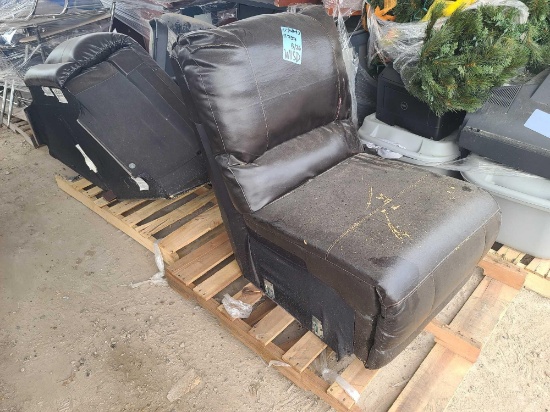 (2) Armless Leather Chairs, Rolling Chair