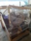 (2) Wooden Tables, Group of Clear Panels w/ Wooden Frame, (1) Waiting Chair, Misc. Items